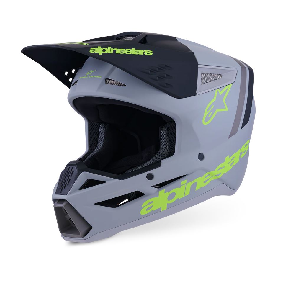 Alpinestars 2026 SM3 Radium Motocross Helmet Gray Black Yellow Flo Matt